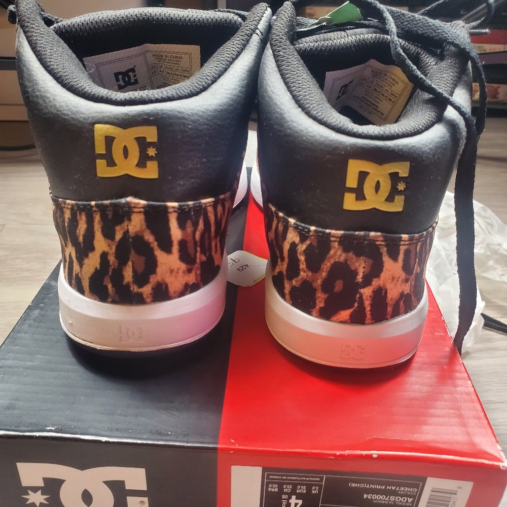 DC Skateboard Shoes high top Size 5.5 Youth ADGS700034 Black Leopard Print - Picture 5 of 10